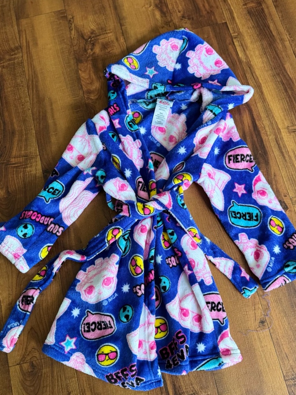 L.O.L. Surprise! Plush Hooded Robe in Blue, Pink & Teal Character Print kids 6